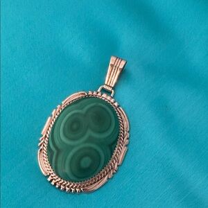 Vintage Malachite Stone Pendant Necklace